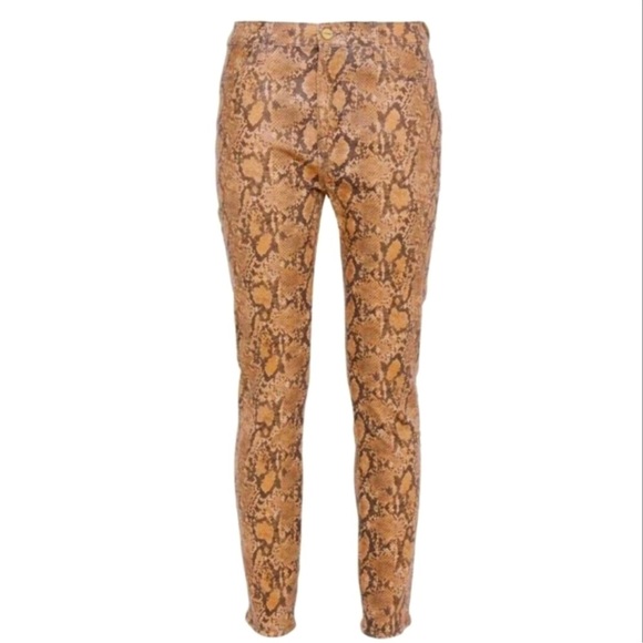 FRAME le high skinny crop snake print  high rise skinny jean beige 24 - Picture 4 of 13